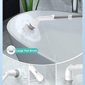 Electric Spin Scrubber, Voweek Cordless Cleaning Brush with Adjustable Extension Arm 4 Replaceable Cleaning Heads, Power Shower Scrubber for Bathroom, Tub, Tile, Floor