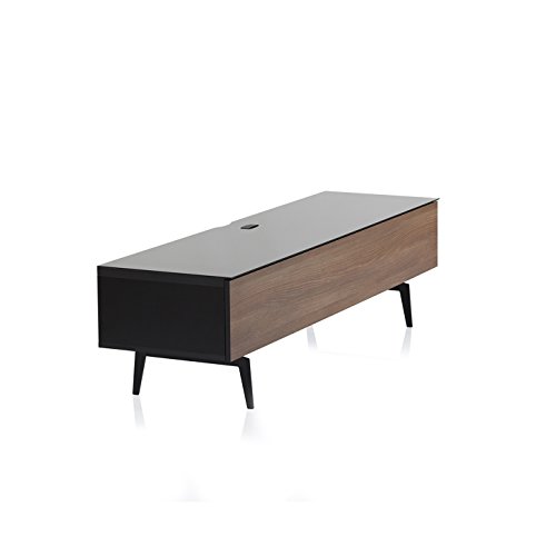 SONOROUS Studio ST-360 Wood and Glass Modern TV Stand with Spike Metal Legs for Sizes up to 75" (Modern Design Cabinet for Your Audio/Video Components and Consoles, Comes with I/R Repeater) - Black