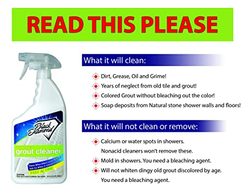 Ultimate Grout Cleaner for Tile Floors Blasts Away Years of Dirt and Grime Making Cleaning Easy. This Heavy Duty Spray Cleaning Solution Produces Amazing results, and it is Safe for Colored Grout and Natural Stone. (1 Quart)