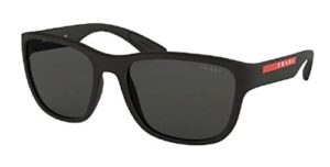 prada ps01us active dg05s0 59m black rubber/grey pillow sunglasses for men for women+ bundle with designer iwear complimentary eyewear care kit