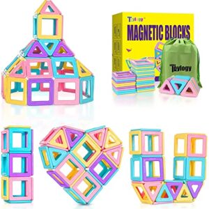 Upgraded Magnetic Tiles Toys for 3 4 5 6 7 Year Old Boys Girls Magnetic Blocks Building Set for Toddlers STEM Learning Toys for Kids Boredom Buster Educational Toys Gifts