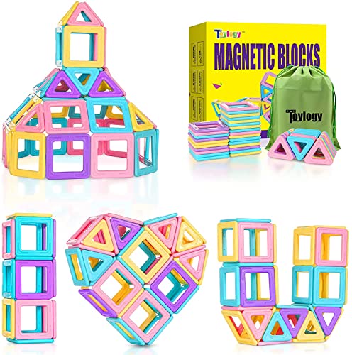 Upgraded Magnetic Tiles Toys for 3 4 5 6 7 Year Old Boys Girls Magnetic Blocks Building Set for Toddlers STEM Learning Toys for Kids Boredom Buster Educational Toys Gifts