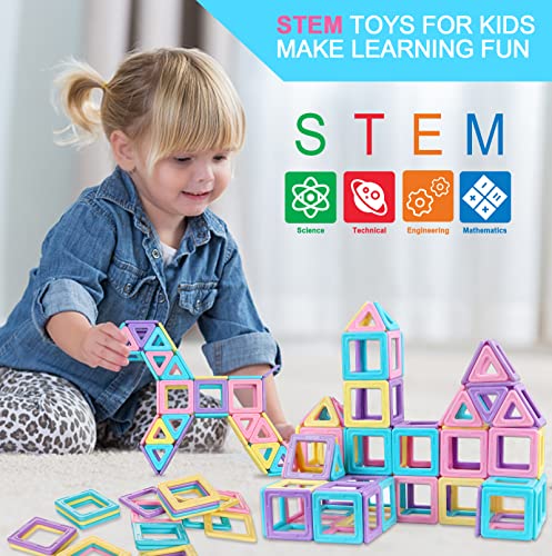 Upgraded Magnetic Tiles Toys for 3 4 5 6 7 Year Old Boys Girls Magnetic Blocks Building Set for Toddlers STEM Learning Toys for Kids Boredom Buster Educational Toys Gifts