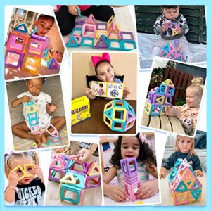 Upgraded Magnetic Tiles Toys for 3 4 5 6 7 Year Old Boys Girls Magnetic Blocks Building Set for Toddlers STEM Learning Toys for Kids Boredom Buster Educational Toys Gifts