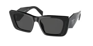 prada pr08ys 1ab5s0 51mm black/dark grey butterfly sunglasses for women +bundle with designer iwear care kit