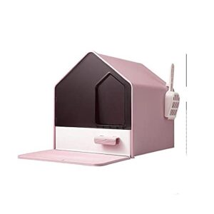 cat box fully enclosed cat litter box drawer type cats toilet deodorizing kitten bedpans anti-splash for cat under pet supplies cat furniture ( color : pink with mat , size : 46x46x41cm )