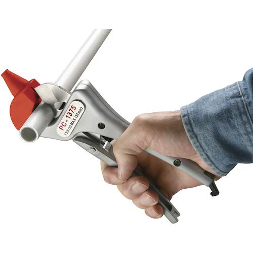 RIDGID 23488 Model PC-1250 Single Stroke Plastic Pipe and Tubing Cutter with 1/8"-1-5/8" Cutting Capacity, Red