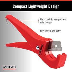 RIDGID 23488 Model PC-1250 Single Stroke Plastic Pipe and Tubing Cutter with 1/8"-1-5/8" Cutting Capacity, Red