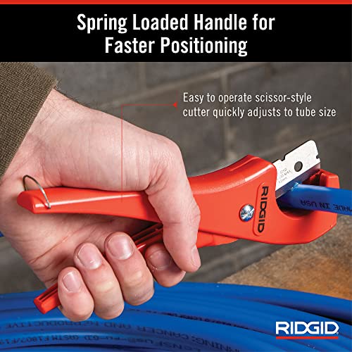 RIDGID 23488 Model PC-1250 Single Stroke Plastic Pipe and Tubing Cutter with 1/8"-1-5/8" Cutting Capacity, Red