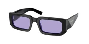 prada pr06ys 02z01o 53mm black/blue/violet rectangle sunglasses for men + bundle with designer iwear complimentary eyewear kit