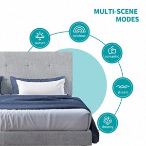 CECER Queen Size Bed Frame with RGB LED Headboard, Platform Bed Frame with Music Sync Compatible with Alexa or Apps, Upholstered Bedframes Adjustable Lighting Effects/No Box Spring Needed, Light Grey