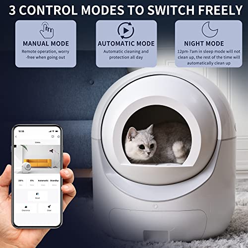 Automatic Cat Litter Box,Litter Robot,Self Cleaning Cat Litter Box with Remote App Control,Odor Removal, Health Report,Disassembly for Multiple Cats Family,LukPhylia