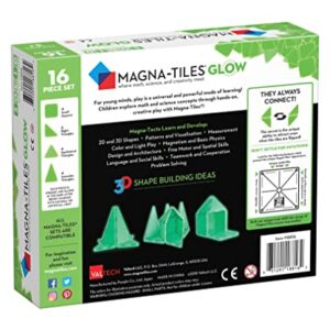 Magna-Tiles Glow In The Dark Set, The Original Magnetic Building Tiles For Creative Open-Ended Play, Educational Toys For Children Ages 3 Years + (16 Pieces + LED Light Included)