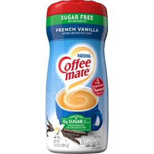 nestle coffee mate sugar free french vanilla coffee creamer powder – french vanilla creamer for warm, rich flavored coffee – lactose-free, gluten-free, non dairy creamer for 140 servings -10.2 ounce (pack of 6)