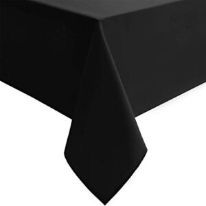 hiasan black tablecloth for rectangle tables – wrinkle resistant and waterproof washable polyester fabric table cloth for dining camping gathering and outdoor use, 54 x 108 inch