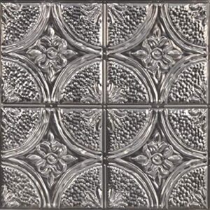 inhome nh3922 camden antique ssilver faux tin peel & stick backsplash tiles, metallic