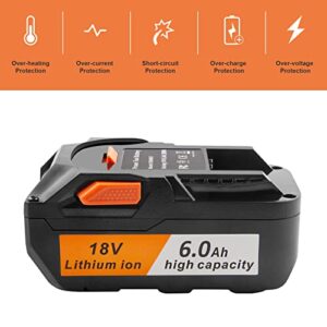 ARyee 18V 6000mAh Battery Replacement Compatible with RIDGID 18V Drill R840087 R840083 R840086 R840085 R840084 AC840085 AC840086 AC840087P AC840089 Tools Lithium Ion Battery