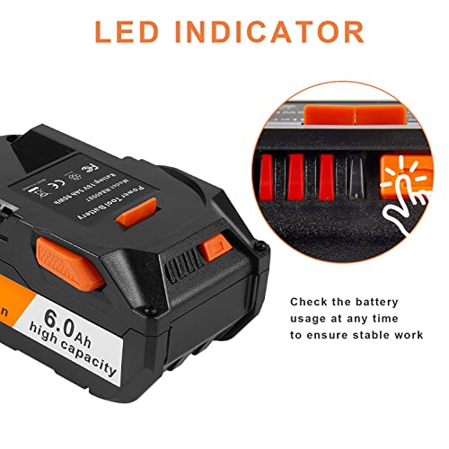 ARyee 18V 6000mAh Battery Replacement Compatible with RIDGID 18V Drill R840087 R840083 R840086 R840085 R840084 AC840085 AC840086 AC840087P AC840089 Tools Lithium Ion Battery