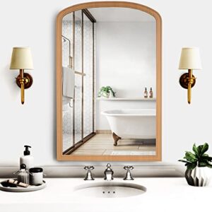 WallBeyond Wooden Framed Arch Mirror, 24" x 36" Farmhouse Arched Bathroom Wall Mirror for Wall Decor, Entryway, Living Room and Bedroom