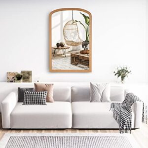 WallBeyond Wooden Framed Arch Mirror, 24" x 36" Farmhouse Arched Bathroom Wall Mirror for Wall Decor, Entryway, Living Room and Bedroom