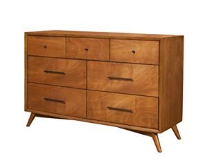 alpine furniture flynn mid century modern 7 drawer dresser, 56″ w x 19″ d x 36.5″ h, acorn