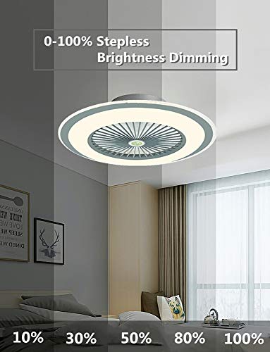 IYUNXI Ceiling Fan with Lights Oversize 24'' Remote Control 40W Ultra-Thin Design Enclosed Round LED 3-Color Dimmable Fan Light with 5 Invisible Blades Low Profile Flush Mount 3-Gear Wind Smart Timing