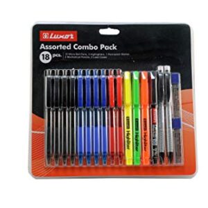 6-Pack Black Marble Composition Notebook, 9-3/4" x 7-1/2", Wide Ruled, 100 Sheet - 18 Piece School Combo Pack, Pens - Highlighters - Mechanical Pencils - Refills (6 Notebooks, 18 Combo Pack)