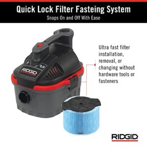 RIDGID 50313 Model 4000RV 4-Gallon Portable Wet and Dry Compact Vacuum Cleaner with 5.0 Peak-HP Motor