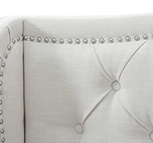 Jennifer Taylor Home Marcella Upholstered Shelter Headboard Bed Set, King, Antique White Polyester