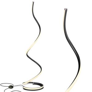 brightech allure floor lamp for offices, 37” bright led spiral compact lamp, unique curved lamp for living rooms, dimmable standing lamp with built-in dimmer, great living room décor – jet black