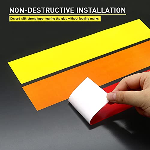 MOCHENT 2 Pcs Upgrated Classic Retro Tri-Color Stripe Decal Sticker for Toyota Tacoma 4Runner Tundra Rav4 Accessories, Grille Fender Hood Side Skirt Bumper Side Mirror Dashboard Decoration (Red/Orange/Yellow)