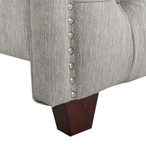 Jennifer Taylor Home Anastasia Upholstered Shelter Headboard Bed Set, King, Silver Grey Polyester