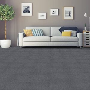 nexus self adhesive 12-inch carpet floor tiles, 12 tiles – 12″ x 12″, smoke grey – peel & stick, diy flooring for kitchen, dining room, bedrooms & bathrooms by achim home decor