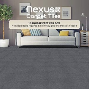 Nexus Self Adhesive 12-Inch Carpet Floor Tiles, 12 Tiles - 12" x 12", Smoke Grey - Peel & Stick, DIY Flooring for Kitchen, Dining Room, Bedrooms & Bathrooms by Achim Home Decor