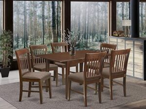 east west furniture nofk7-mah-c dining set, 7-piece