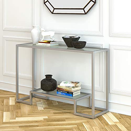 Henn&Hart 47.75" Wide Rectangular Console Table in Satin Nickel, Entryway Table, Accent Table for Living Room, Hallway