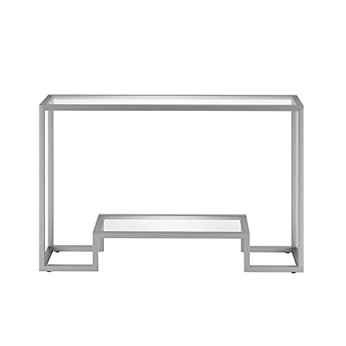 Henn&Hart 47.75" Wide Rectangular Console Table in Satin Nickel, Entryway Table, Accent Table for Living Room, Hallway