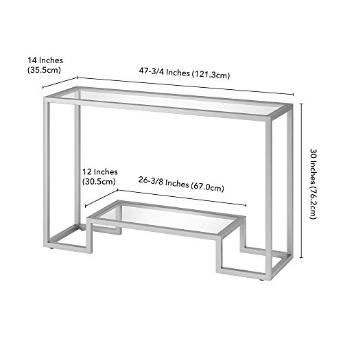 Henn&Hart 47.75" Wide Rectangular Console Table in Satin Nickel, Entryway Table, Accent Table for Living Room, Hallway