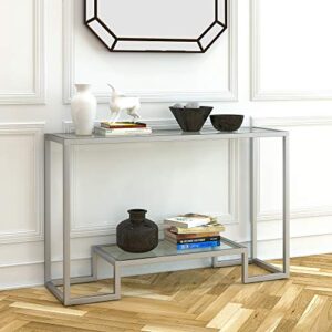 Henn&Hart 47.75" Wide Rectangular Console Table in Satin Nickel, Entryway Table, Accent Table for Living Room, Hallway