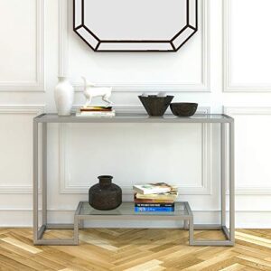 Henn&Hart 47.75" Wide Rectangular Console Table in Satin Nickel, Entryway Table, Accent Table for Living Room, Hallway