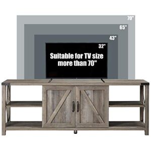Amerlife 68" TV Stand Wood Metal TV Console Industrial Entertainment Center Farmhouse with Storage Cabinets and Shelves for TVs Up to 78", Rustic Gray Wash