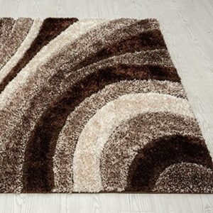 LUXE WEAVERS Rug - Lantanas 7070 Modern Shag Geometric Stain-Resistant Area Rug, Brown/Size 5x7