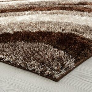 LUXE WEAVERS Rug - Lantanas 7070 Modern Shag Geometric Stain-Resistant Area Rug, Brown/Size 5x7