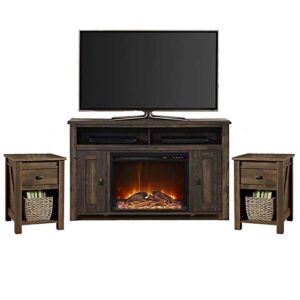 ameriwood farmington 3-piece living room set with fireplace tv stand and two end tables