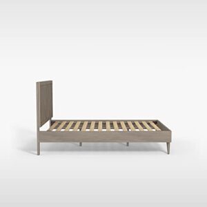 eLuxurySupply Chevron Wooden Bed Frame with Headboard - Solid Mahogany Mindi Wood w/Veneered MDF - Sturdy Mattress Platform Foundation - Easy Assembly - California King (Grey)