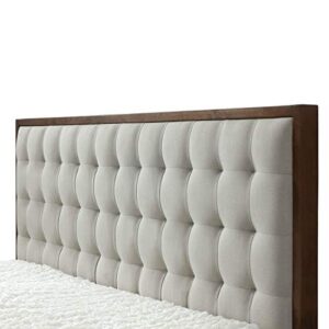 DG Casa Soloman Mid Century Modern Tufted Upholstered Platform Bed Frame, Queen Size in Beige Fabric