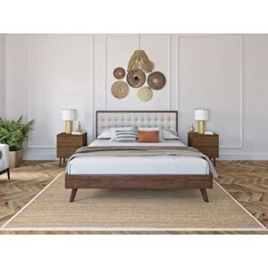 DG Casa Soloman Mid Century Modern Tufted Upholstered Platform Bed Frame, Queen Size in Beige Fabric