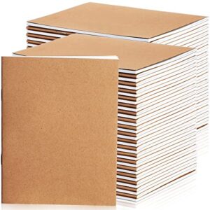 epakh 100 pack mini kraft paper notebook unlined pocket kraft notebook blank sketchbooks travel journal notepad for kids classroom students school writing, 48 pages, 24 sheets,4.25 x 5.5 inch (brown)