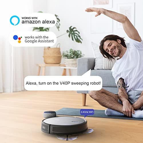 SYSPERL Robot Vacuum Cleaner 2600Pa, Self-Charging Robotic Vacuums Compatible with Alexa, APP, WiFi, Remote Control, Quiet Auto Cleaning Robot Ideal for Pet Hair, Hardwood Floor