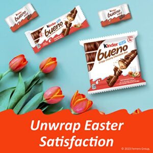 Kinder Bueno Milk Chocolate and Hazelnut Cream, 2 Individually Wrapped Chocolate Bars Per Pack, Easter Basket Gifts, 1.5 oz each, 30 Pack